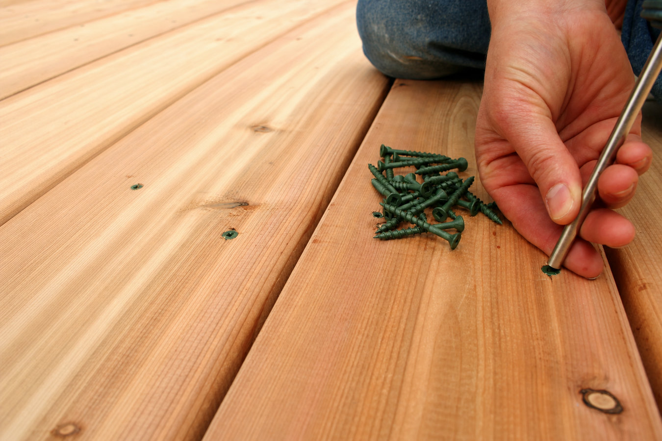 Cedar wood deck construction